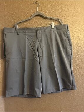 adidas Men's Gray Performance Flat-Front Shortst size 42